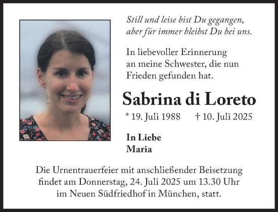 Traueranzeige von Sabrina di Loreto von Süddeutsche Zeitung