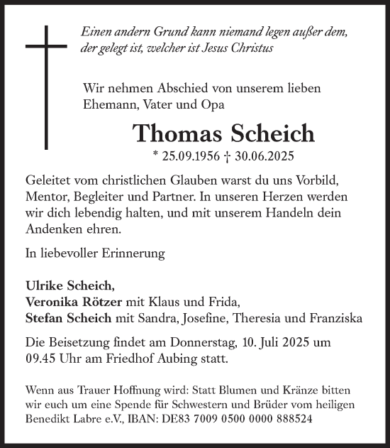 Traueranzeige von Thomas Scheich von Süddeutsche Zeitung