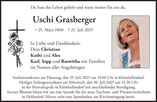 Traueranzeige von Uschi Grasberger von Süddeutsche Zeitung