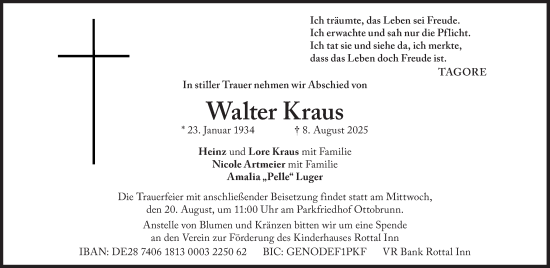 Traueranzeige von Walter Kraus von Süddeutsche Zeitung