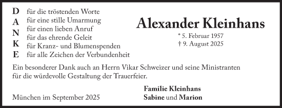 Traueranzeige von Alexander Kleinhans von Süddeutsche Zeitung