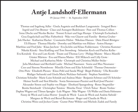 Traueranzeige von Antje Landshoff-Ellermann von Süddeutsche Zeitung