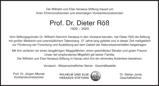 Traueranzeige von Dieter Röß von Süddeutsche Zeitung