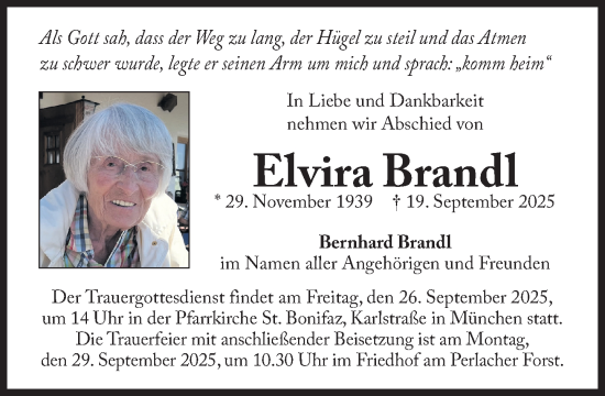 Traueranzeige von Elvira Brandl von Süddeutsche Zeitung
