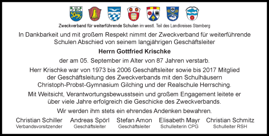 Traueranzeige von Gottfried Krischke von Süddeutsche Zeitung