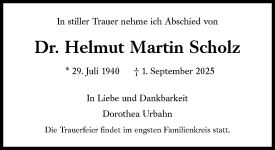 Traueranzeige von Helmut Martin Scholz von Süddeutsche Zeitung