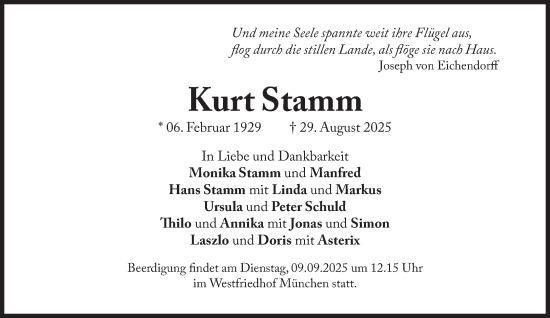 Traueranzeige von Kurt Stamm von Süddeutsche Zeitung