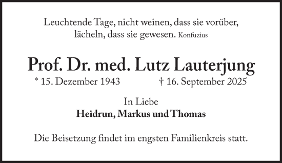 Traueranzeige von Lutz Lauterjung von Süddeutsche Zeitung