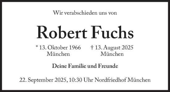 Traueranzeige von Robert Fuchs von Süddeutsche Zeitung