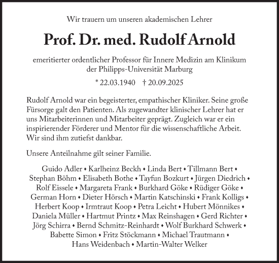 Traueranzeige von Rudolf Arnold von Süddeutsche Zeitung