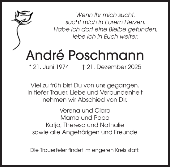 Traueranzeige von André Poschmann von Süddeutsche Zeitung