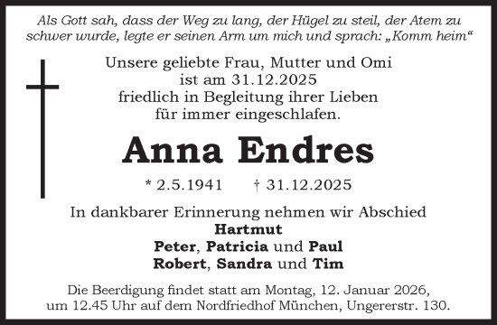 Traueranzeige von Anna Endres von Süddeutsche Zeitung