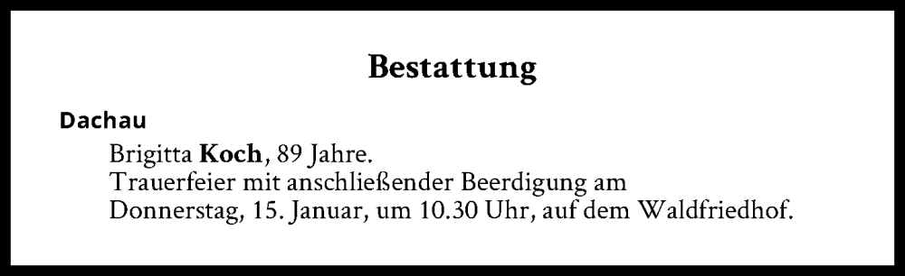 Traueranzeige für Bestattungen vom 15.01.2026 vom 15.01.2026 aus Süddeutsche Zeitung