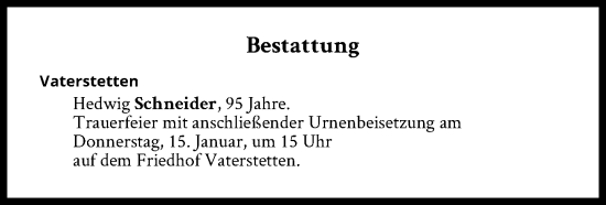 Traueranzeige von Bestattungen vom 15.01.2026 von Süddeutsche Zeitung