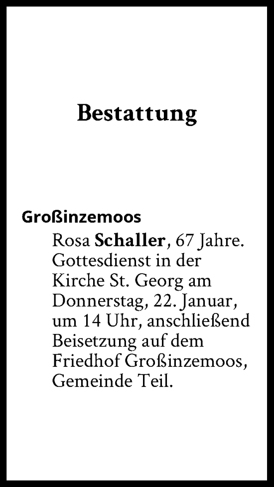 Traueranzeige von Bestattungen vom 22.01.2026 von Süddeutsche Zeitung