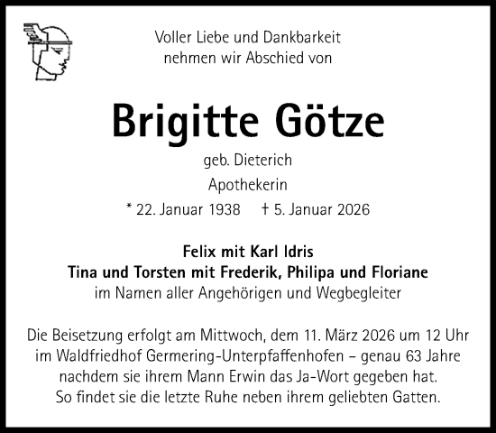 Traueranzeige von Brigitte Götze von Süddeutsche Zeitung