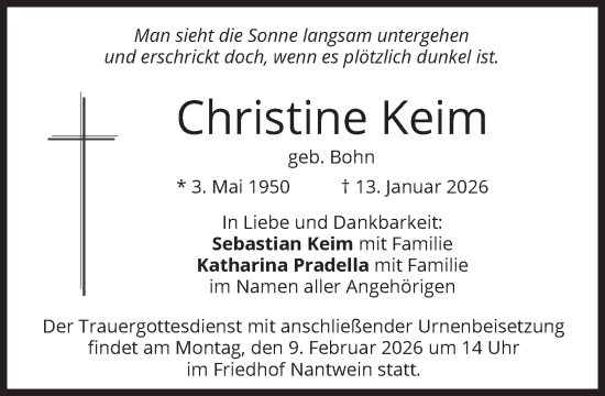 Traueranzeige von Christine Keim von Süddeutsche Zeitung