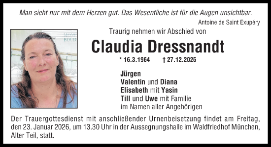 Traueranzeige von Claudia Dressnandt von Süddeutsche Zeitung