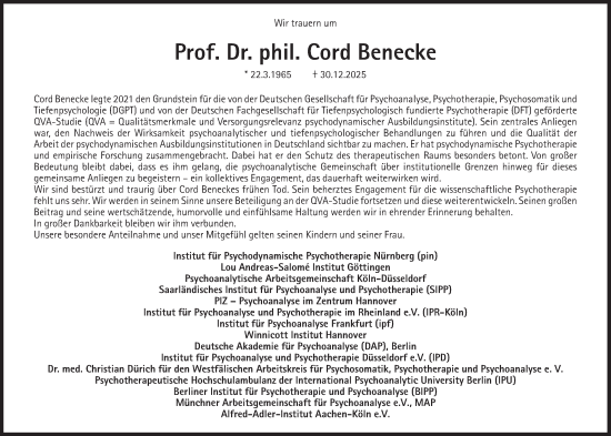 Traueranzeige von Cord Benecke von Süddeutsche Zeitung