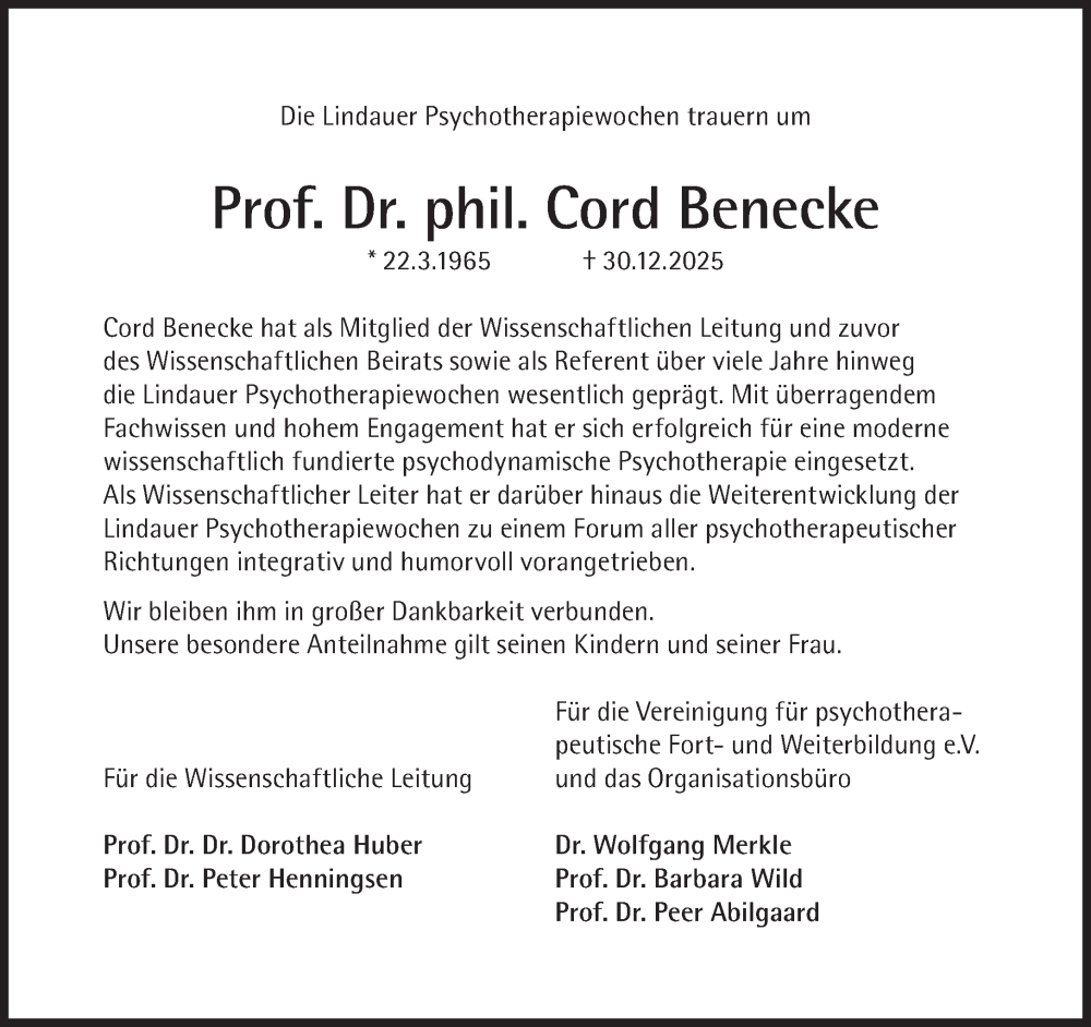  Traueranzeige für Cord Benecke vom 03.01.2026 aus Süddeutsche Zeitung
