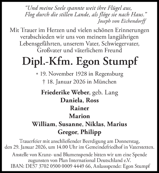 Traueranzeige von Egon Stumpf von Süddeutsche Zeitung