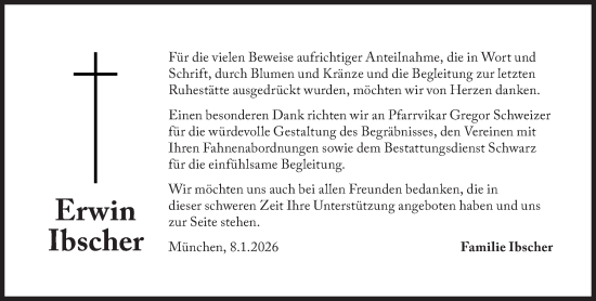 Traueranzeige von Erwin Ibscher von Süddeutsche Zeitung