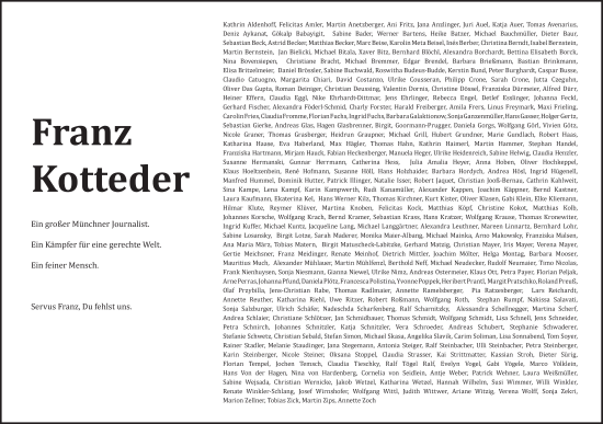 Traueranzeige von Franz Kotteder von Süddeutsche Zeitung