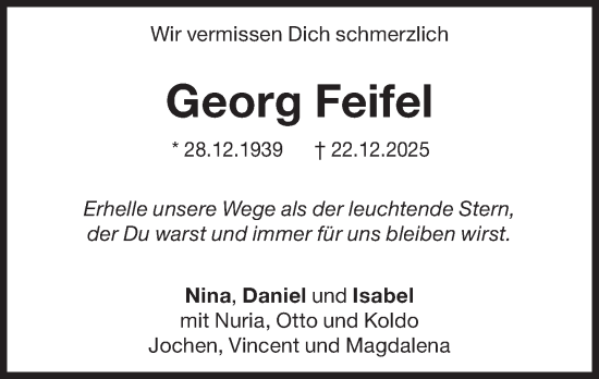 Traueranzeige von Georg Feifel von Süddeutsche Zeitung