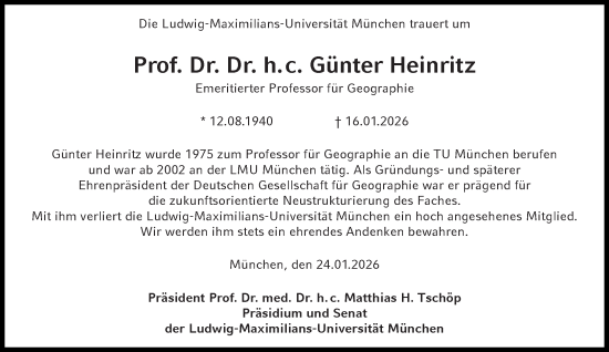 Traueranzeige von Günter Heinritz von Süddeutsche Zeitung