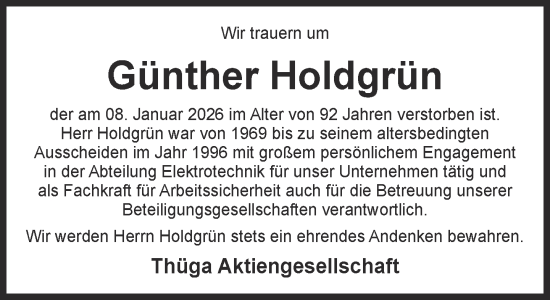 Traueranzeige von Günther Holdgrün von Süddeutsche Zeitung