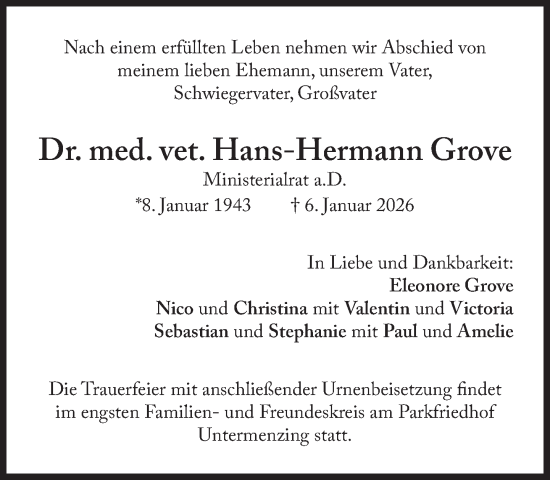 Traueranzeige von Hans-Hermann Grove von Süddeutsche Zeitung
