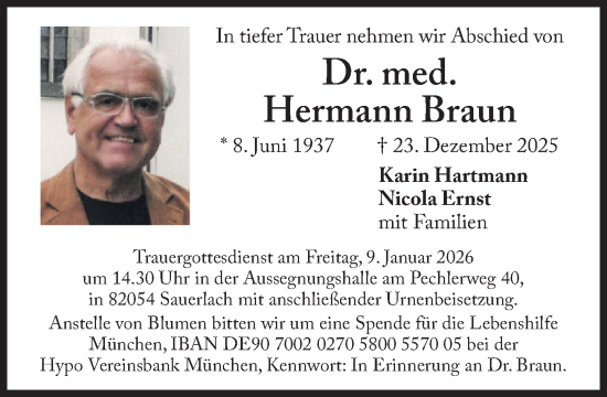 Traueranzeige von Hermann Braun von Süddeutsche Zeitung