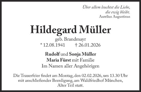 Traueranzeige von Hildegard Müller von Süddeutsche Zeitung