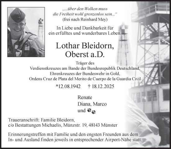 Traueranzeige von Lothar Bleidorn von Süddeutsche Zeitung