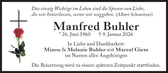 Traueranzeige von Manfred Buhler von Süddeutsche Zeitung