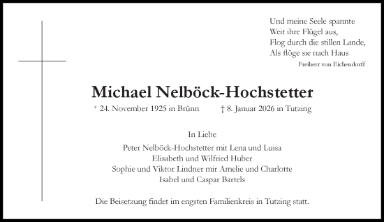 Traueranzeige von Michael Nelböck-Hochstetter von Süddeutsche Zeitung