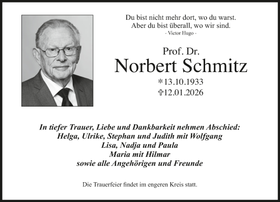 Traueranzeige von Norbert Schmitz von Süddeutsche Zeitung