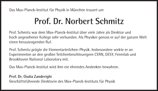 Traueranzeige von Norbert Schmitz von Süddeutsche Zeitung