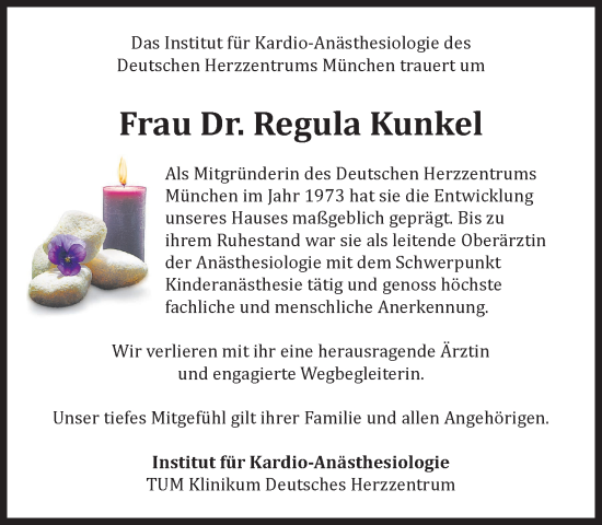 Traueranzeige von Regula Kunkel von Süddeutsche Zeitung