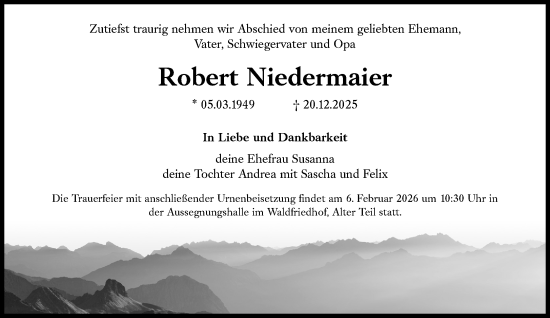Traueranzeige von Robert Niedermaier von Süddeutsche Zeitung