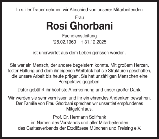 Traueranzeige von Rosi Ghorbani von Süddeutsche Zeitung
