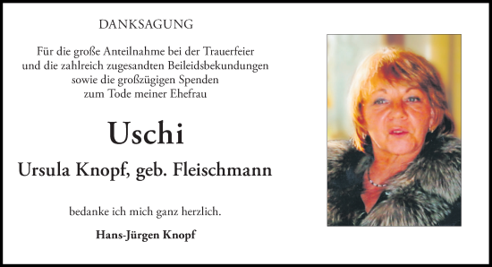 Traueranzeige von Ursula Knopf von Süddeutsche Zeitung