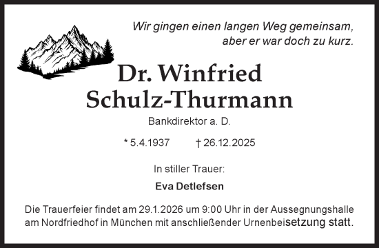 Traueranzeige von Winfried Schulz-Thurmann von Süddeutsche Zeitung