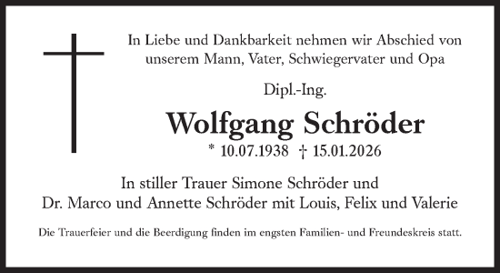 Traueranzeige von Wolfgang Schröder von Süddeutsche Zeitung