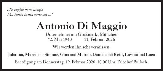 Traueranzeige von Antonio Di Maggio von Süddeutsche Zeitung