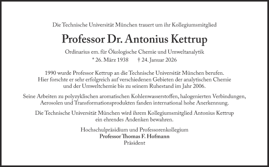 Traueranzeige von Antonius Kettrup von Süddeutsche Zeitung