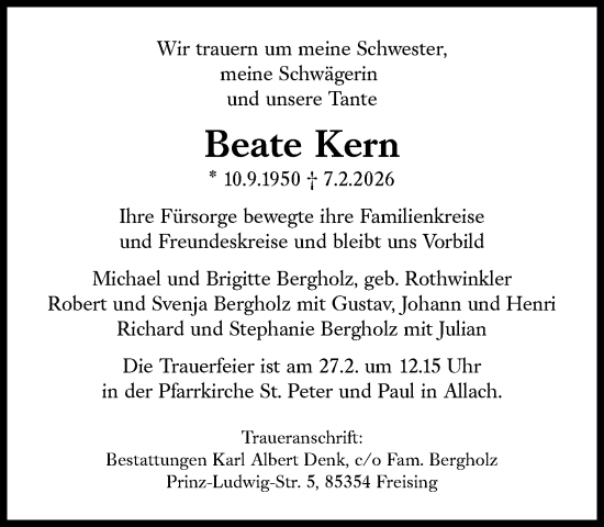 Traueranzeige von Beate Kern von Süddeutsche Zeitung
