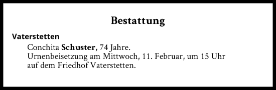 Traueranzeige von Bestattungen vom 11.02.2026 von Süddeutsche Zeitung