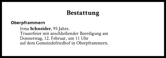 Traueranzeige von Bestattungen vom 12.02.2026 von Süddeutsche Zeitung