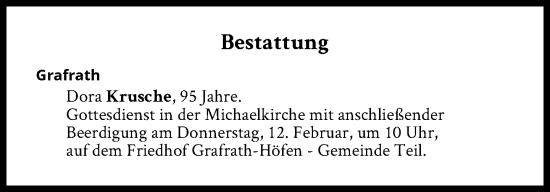 Traueranzeige von Bestattungen vom 12.02.2026 von Süddeutsche Zeitung